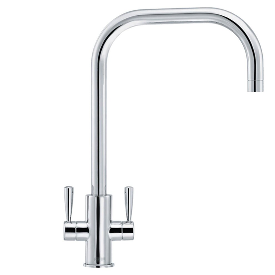 Franke Ascona Chrome U-Spout Twin Lever Modern Monobloc Kitchen Sink Mixer Tap