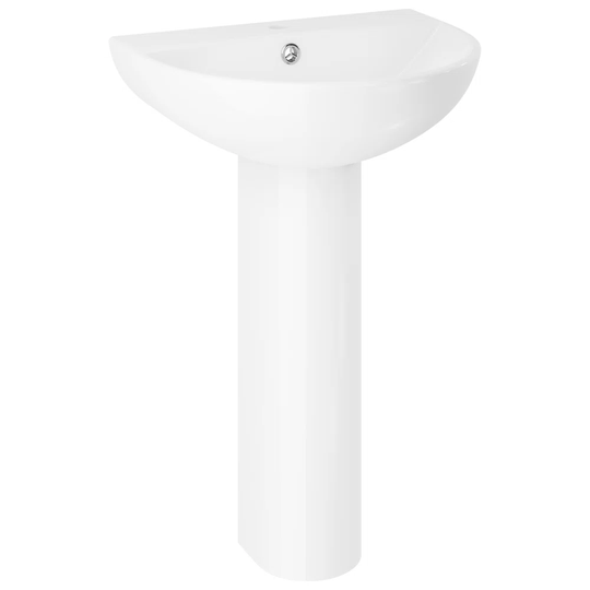 Abdimajiid White Ceramic U-Shaped Wall Mount Bathroom Sink with Overflow