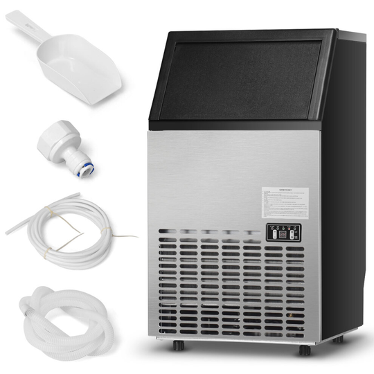 Commercial Ice Maker Machine Stainless Steel w/ Self-Cleaning Function