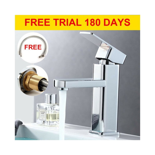 Square Basin Mixer Tap Faucet Chrome Brass Single Handle