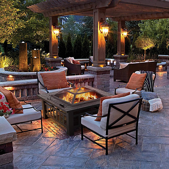 36.5Cm H x 81.2Cm W Wood Burning Outdoor Fire Pit with Lid