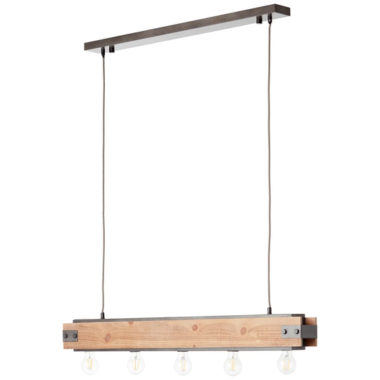 5-Light Kitchen Island Bulb Pendant with Wood Accents