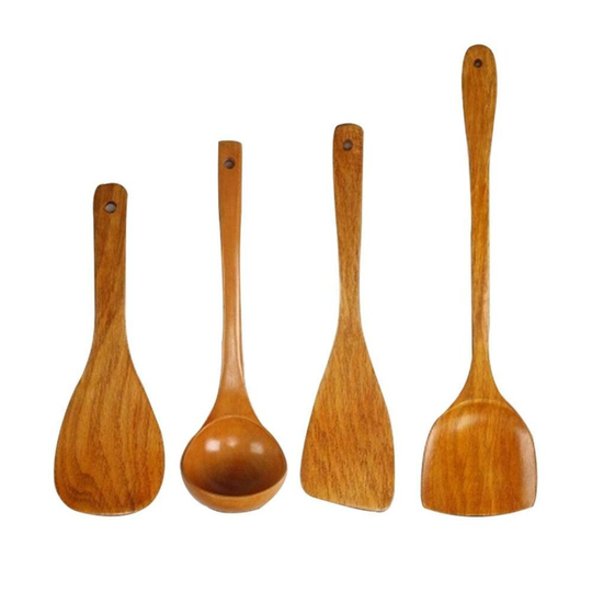 4pcs/set Health Bamboo Wood Wok Shovels Slotted Spatula Kitchen Shovels Supplies|Cooking Tool Sets