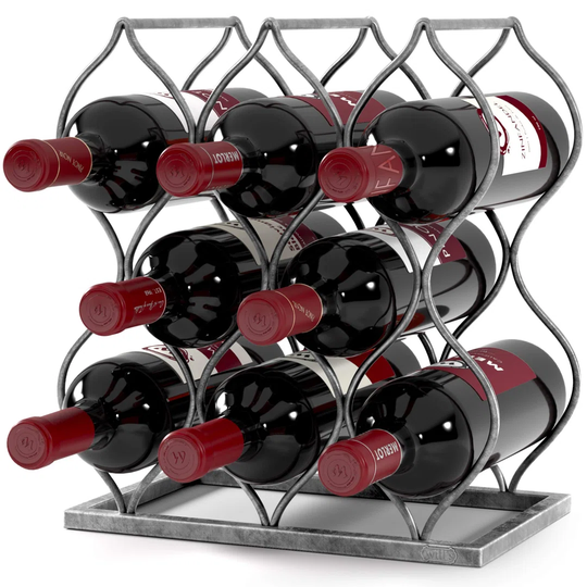 Tabletop Wine Rack - Imperial Trellis (8 Bottle, Silver) - Freestanding Countertop Wine Rack And Wine Bottle Storage, Perfect Wine Gifts And Accessori