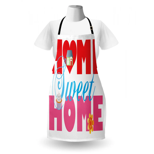 House Cupcake and Flower on Words with a Heart Shape Real Estate Property Apron