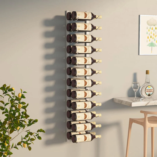 Belfry Kitchen Wall Mounted Wine Rack For 24 Bottles Gold Iron