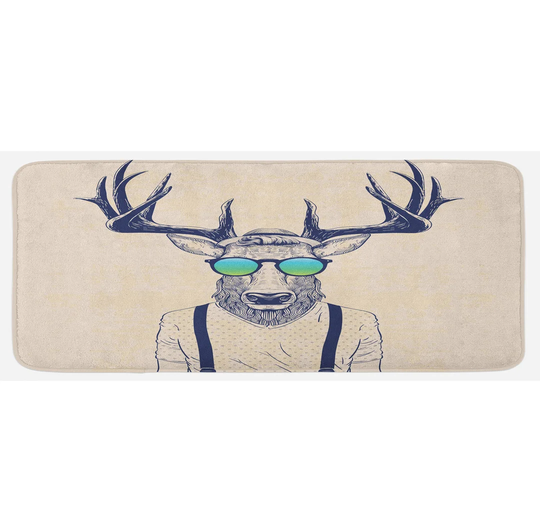 Antlers Kitchen Mat Hipster Cool Fun Animal