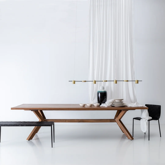 Reanne 300 Cm Suar Solid Wood Pedestal Dining Table
