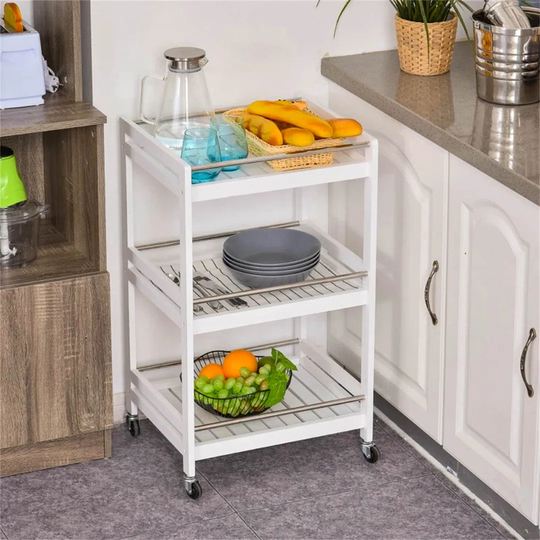 Eude 45 Cm' Solid Wood Kitchen Trolley Kitchen Island with Locking Wheels