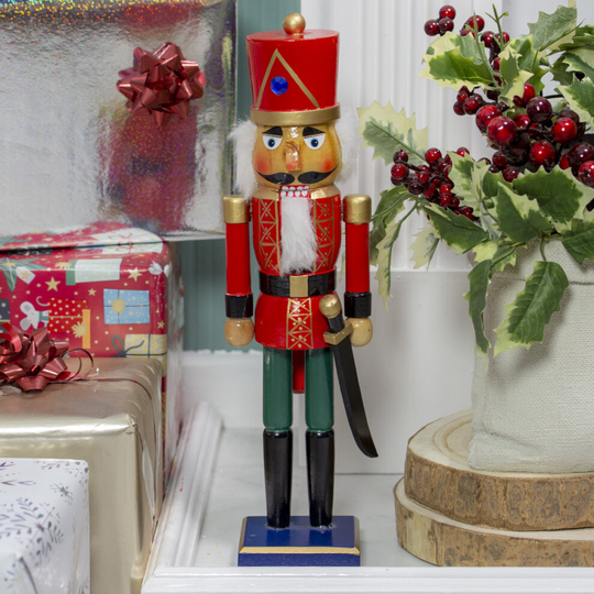 The Christmas Workshop 81550 35cm Red Festive Decorative Wooden Nutcracker