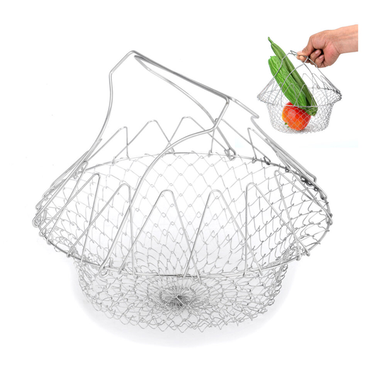 Folding Chip Fried Basket Fries Pan Stainless Strong Wire Bucket