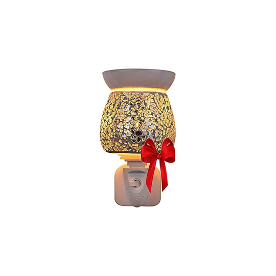 Elegant Electric Wax Melts Burner in Silver Mosaic- Plug in Wax Melt Burners for Wax Melts & Scented Oils, Wax Tarts. Spare Bulb. Room Temp Must