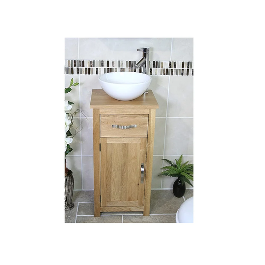 Cowie Compact Solid Oak 400mm Free-Standing Single Vanity Unit