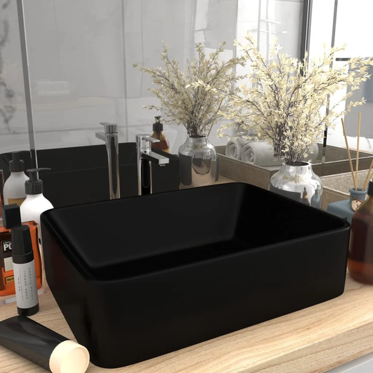 Kratz Matt Black Ceramic Rectangular Bathroom Sink