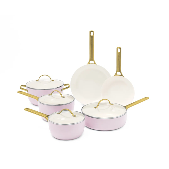 Reserve Non-Stick 10 Piece Cookware Set, PFAS Free, Blush Pink