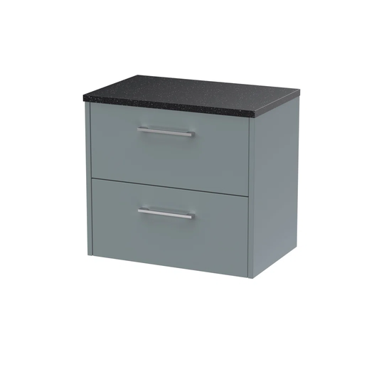 Juno 60.5Cm Wall Mounted Single Bathroom Vanity Base Only in Black Sparkle/Coastal Grey