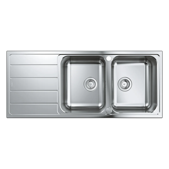 GROHE K500 stainless steel double sink with drainer - a generous, adaptable and reliable kitchen staple 31588SD1