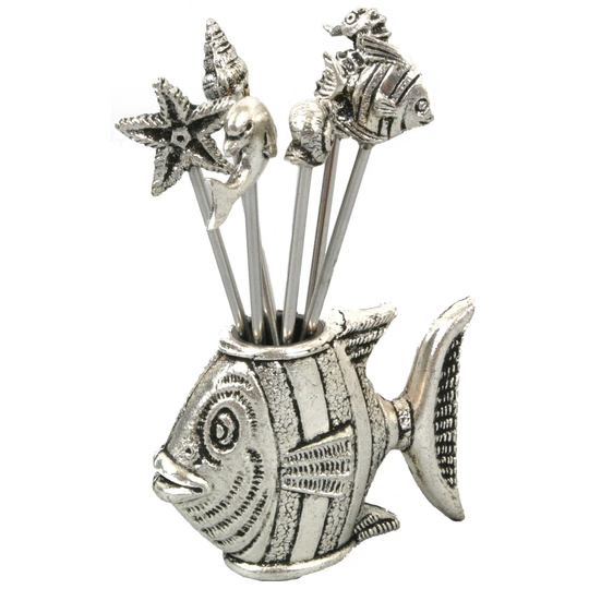 7 Piece Fish Olive Picks Utensil Set