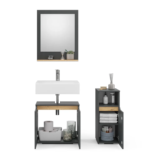 Lachezar 60Cm W x 74.5Cm H x 33Cm D Bathroom Storage Furniture Set
