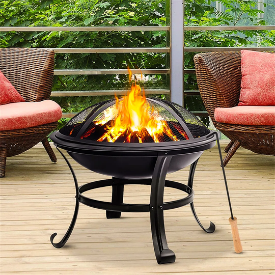 Bulle 51Cm H x 55Cm W Steel Wood Burning Outdoor Fire Pit with Lid