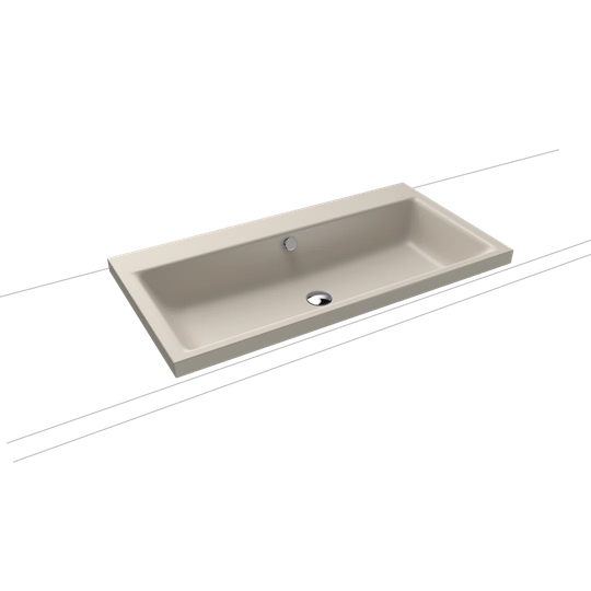 Warm Grey Steel Enamel Rectangular Inset Bathroom Sink