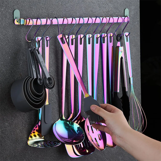 Rainbow Cooking Utensils Set,Kyraton Stainless Steel 37 Pieces Kitchen Utensils Set With Titanium Colorful Plating,Kitchen Gadgets Cookware, Kitchen T