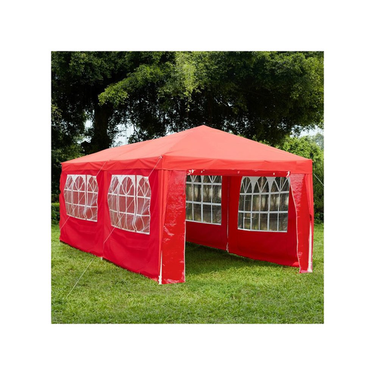 (Red) Gazebo 3x6m Outdoor Party Shelter w Sides Folding
