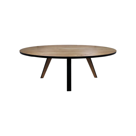 Oval Dining Table Milano - 220X110x76 - Natural / Black - Acacia Wood / Iron