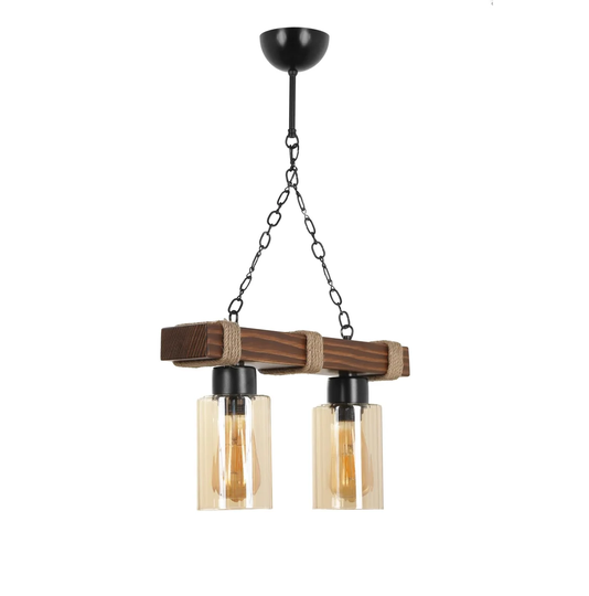 Mattias 2 - Light Kitchen Island Cylinder Pendant with Wrought Iron Accents