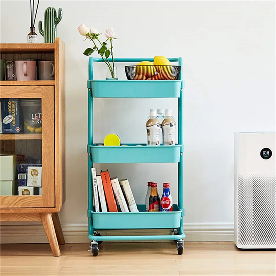 Storage Trolley Cart, 3 Tier Foldable Multifunctional Storage Cart, Rolling Utility Cart With Lock Wheels For Office, Kitchen, Bedroom, Bathroom, Laun