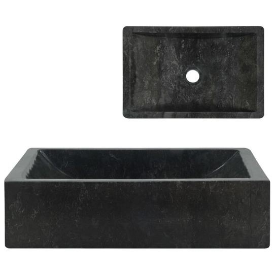 vidaXL Sink 45x30x12cm Marble Black Bathroom Natural Stone Wash Bowl Basin