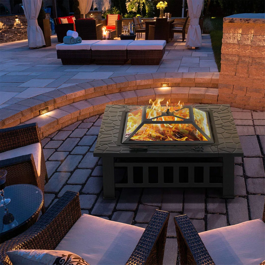 3In1 Fire Pit For Garden With BBQ Grill Shelf Firepit Stove Brazier For Outdoor Backyard Patio Ice Pit With Poker And Waterproof Cover