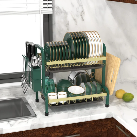 Rustproof Carbon Steel 2 Tier Dish Rack