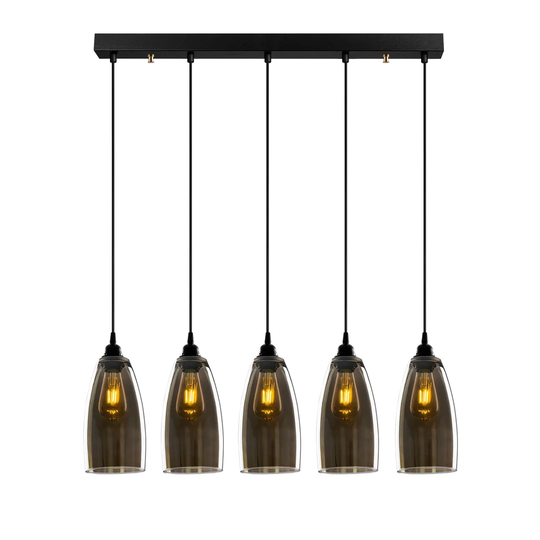Pinto 5 - Light Kitchen Island Jar Pendant with Glass Accents