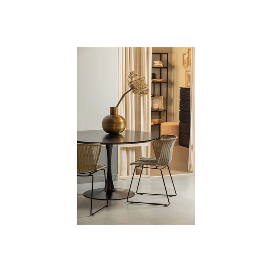 Sammy Dining Table Trumpet Base Round Mdf Black 120Cm