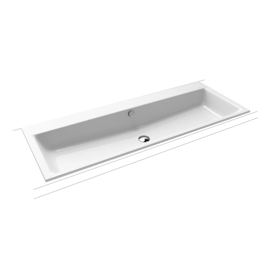 White Steel Enamel Rectangular Inset Bathroom Sink