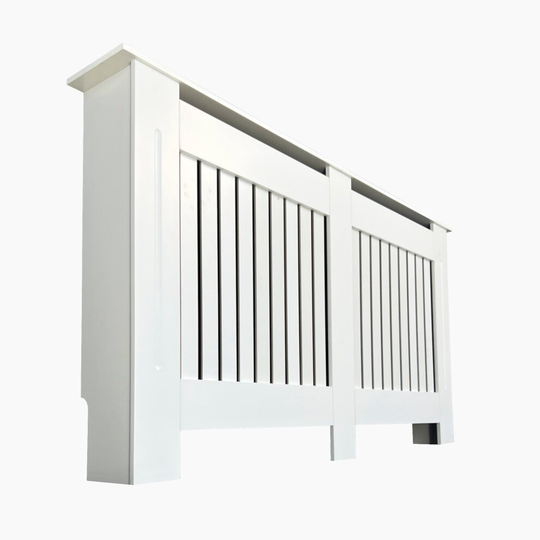 Oypla Large White Wooden Slatted Grill Radiator Cover MDF Cabinet