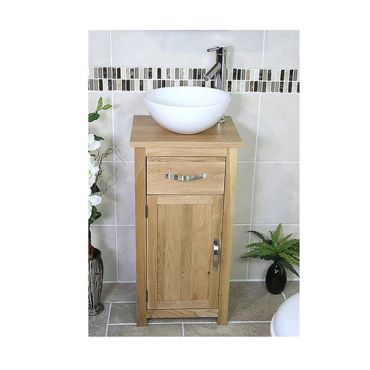 Coyne Compact Solid Oak 400mm Free-Standing Vanity Unit