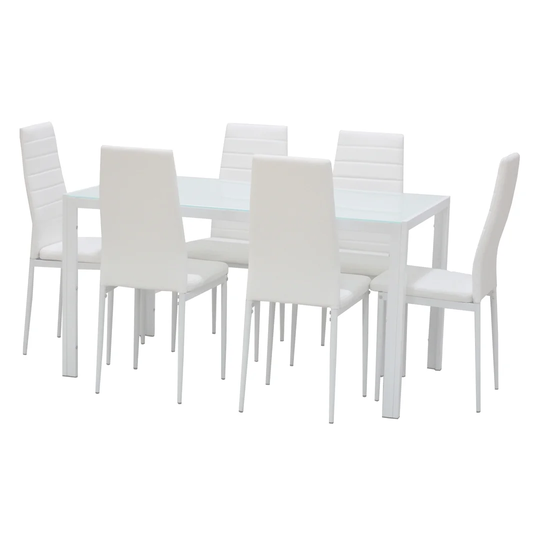 Umber Glass Dining Table Set with 6 Chairs