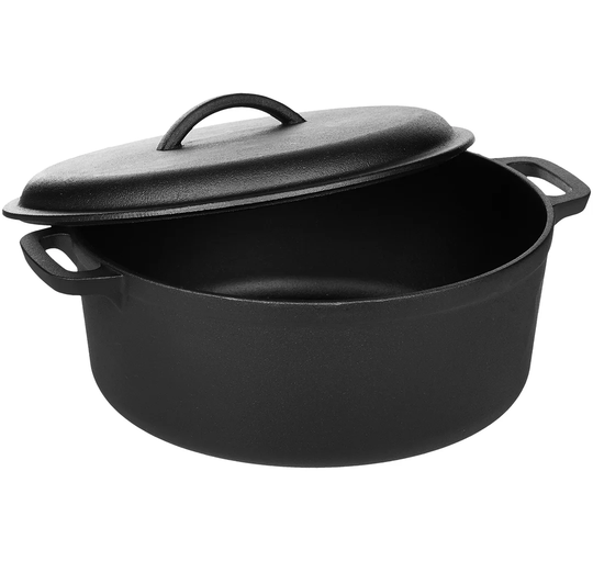 Pre-Seasoned Cast Iron Dutch Oven With Dual Handles - 6.62 L