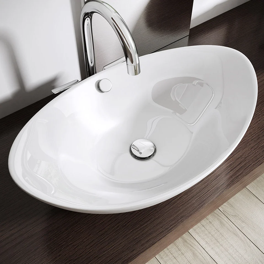 Brussels White Ceramic Oval Bathroom Sink with Overflow
