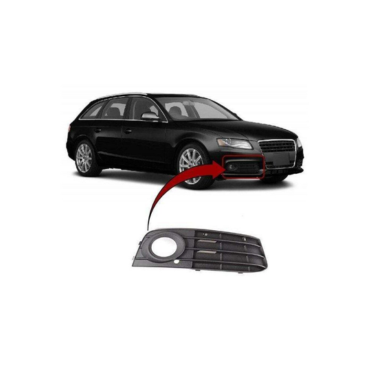 Audi A4 2008-2012 Front Bumper Fog Grille Black With Fog Hole Without Chrome Trim Driver Side