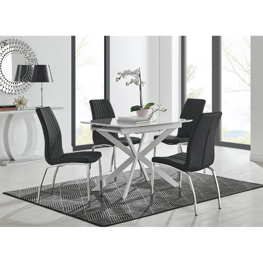 Chowchilla 100 Extending Dining Table And 4 White Chairs