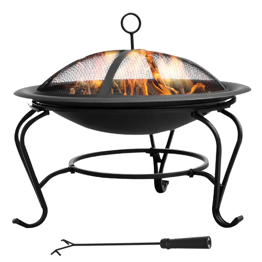 Aaliyan Round Mesh Lid Garden Stove Patio Brazier Metal Wood Fire Pit