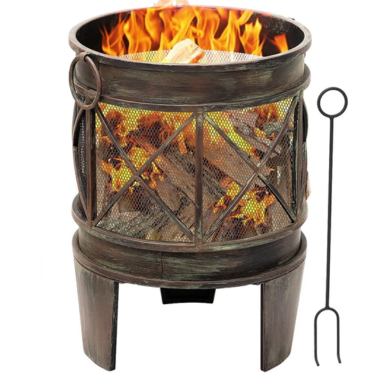 58Cm Outdoor Fire Pit For Garden Fire Brazier Deep Large Capacity Fire Bowl With Spark Screen And Poker Extra Large Wood Burning Fire Basket Portable