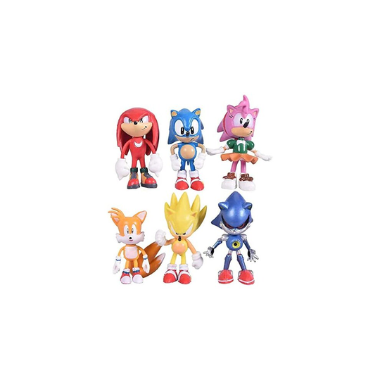 KCBD Sonic the Hedgehog Action Figures Cake Toppers, Sonic Figurines Collection Play set , Children Mini Toys Cupcake Toppers for Birthday Party