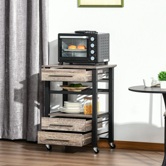 Sonique 60 Cm Iron Kitchen Trolley with Locking Wheels