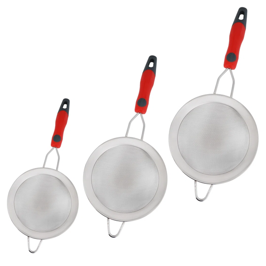 Delcasa Stainless Steel Tea Strainer, Set Of 3 - Premium Fine Mesh Tea Strainer Seive