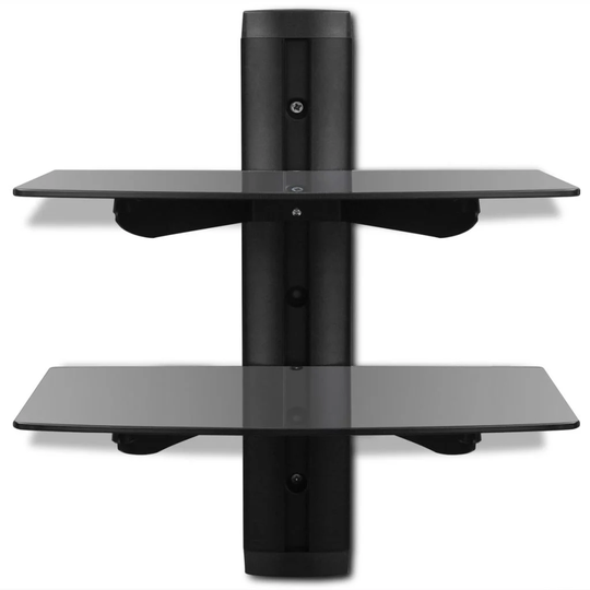 2-Tier Glass Multimedia Wall Mounted Storage Rack