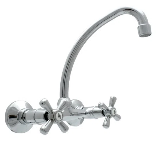 'F' Spout Cross Head Twin Lever Monobloc Tap